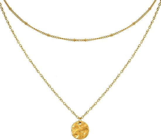 Choker a Doppia Faccia in Stile Boho - Cintura per il Collo Lungo - Catena in Acciaio Titanio - Adattabile - 2 Livelli 37,5/45 cm