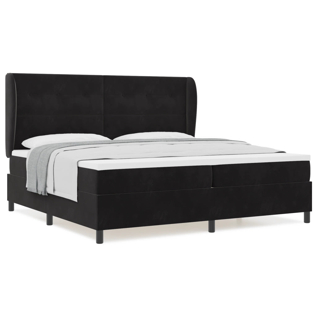 Letto Box Spring con Materasso Nero 200x200 cm Velluto