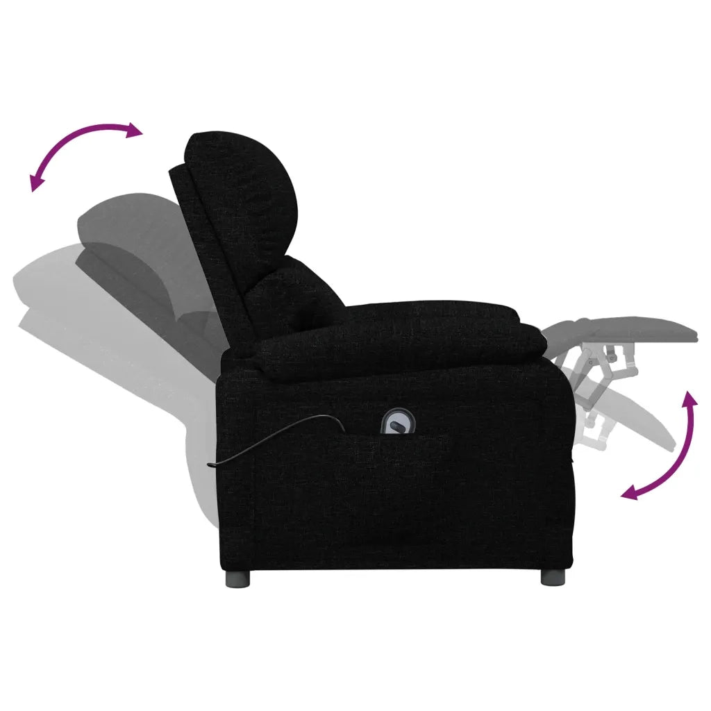 Poltrona Elettrica Reclinabile Nera in Tessuto 3098427