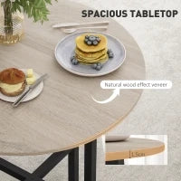 Tavolo da Pranzo Rotondo e Industriale per 2 Persone, in Legno e Acciaio, Ø80x75 cm, Nero e color Legno