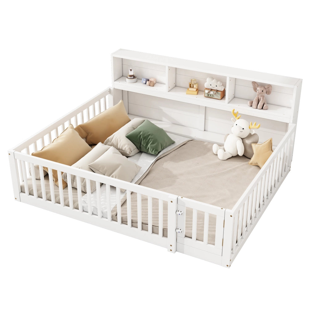 Letto giorno 140×200 cm; letto singolo con vano laterale; sponda di sicurezza e 2 vani; senza materasso