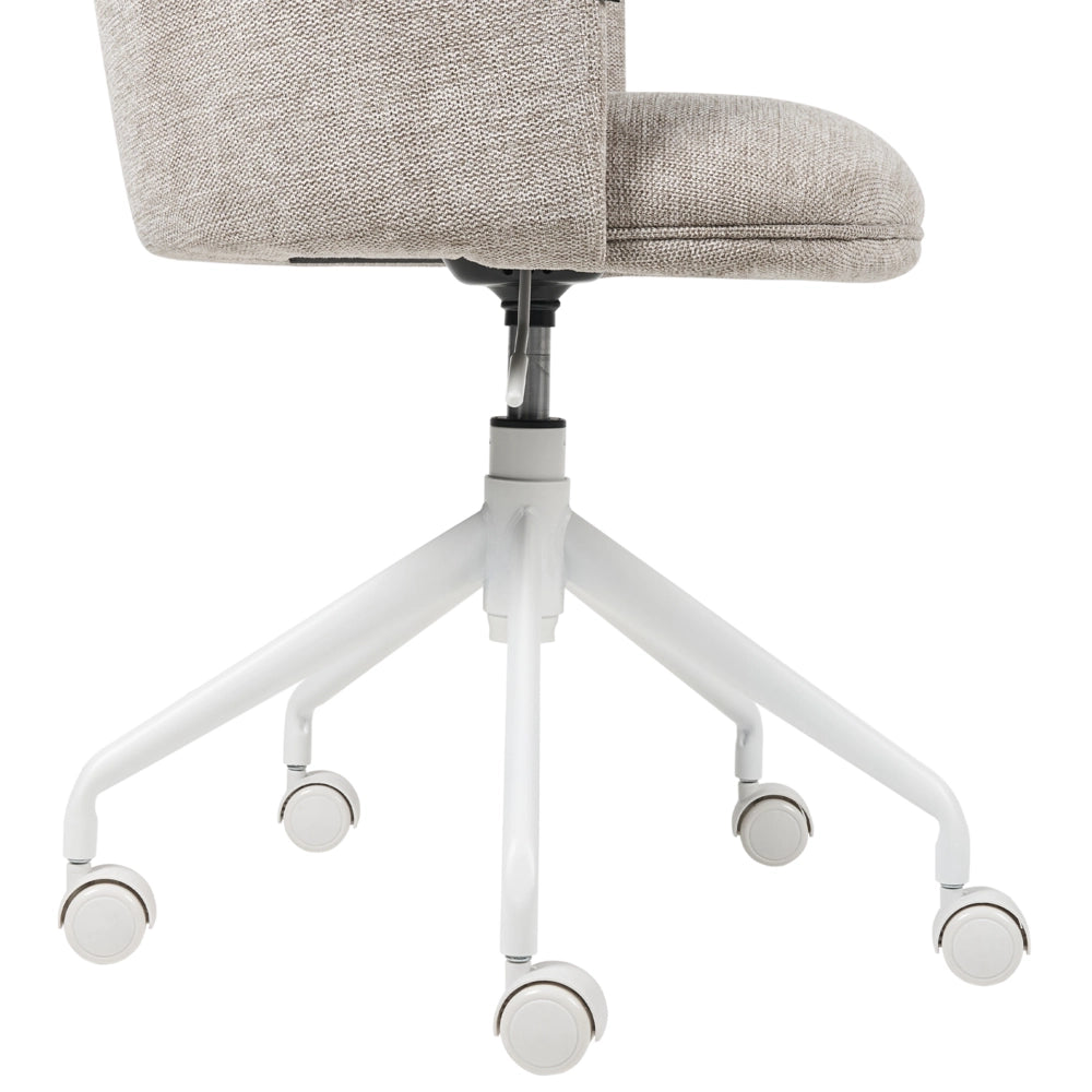 Sedia da ufficio imbottita in tessuto beige girevole regolazione altezza sedile elegante