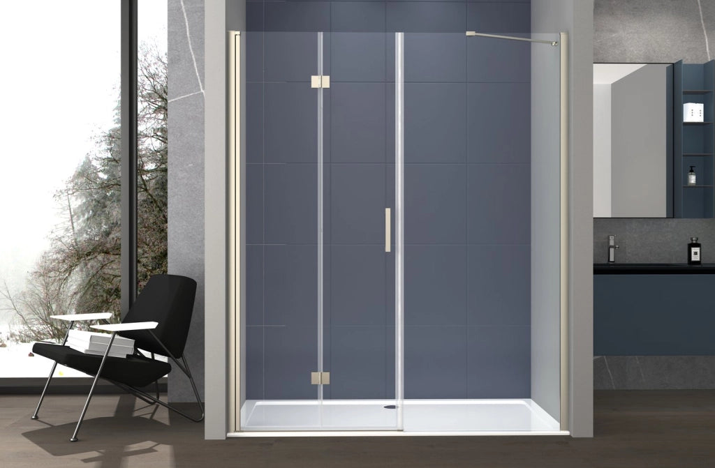 Box doccia Angolare 100x100 cm porta a soffietto + fisso H200 cm cristallo 6 mm profilo SATINATO ZAIRA
