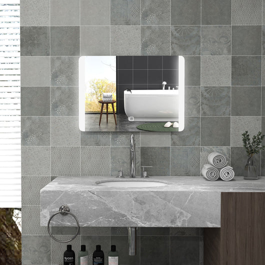 Specchio Bagno con LED a 3 Temperature e Interruttore Touch 70x50 cm Antiappannamento