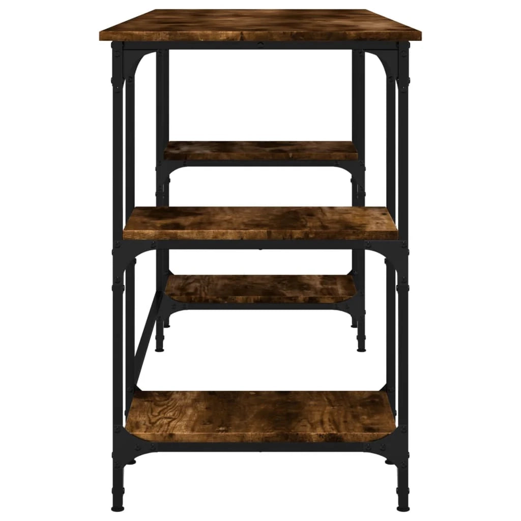 Scrivania da ufficio postazione di lavoro mobile per computer studio rovere affumicato 140 x 50 x 75 cm metallo e legno ingegnerizzato marrone 02_0023585