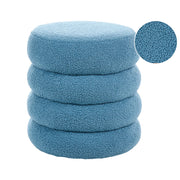 Poggiapiedi Blu Boucle Pouf rotondo Tappezzeria Glam Ottomane Mobili Soggiorno