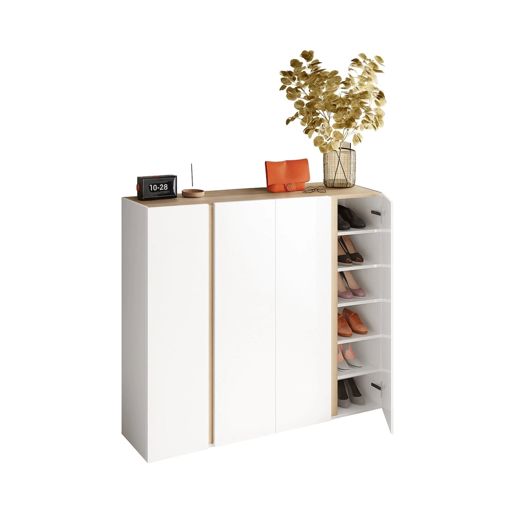Madia Ghiffa, Credenza 10 Ripiani, 140x35x111h cm Bianco Lucido