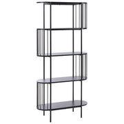 Libreria a 4 ripiani in MDF nero 172 x 80 cm ovale laminata melaminica stile retrò soggiorno ufficio