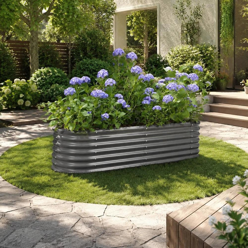 Raised Bed Galvanized Steel 152x40x36 Cm Gray