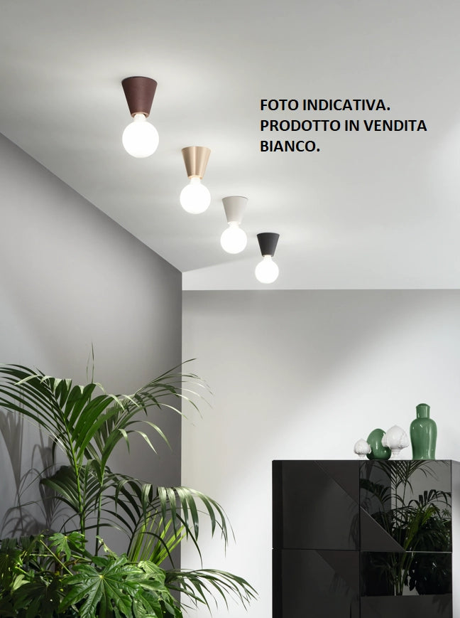PLAFONIERA FOG 1 LUCE ATTACCO E27 BIANCO IN ALLUMINIO SENZA LAMPADINA