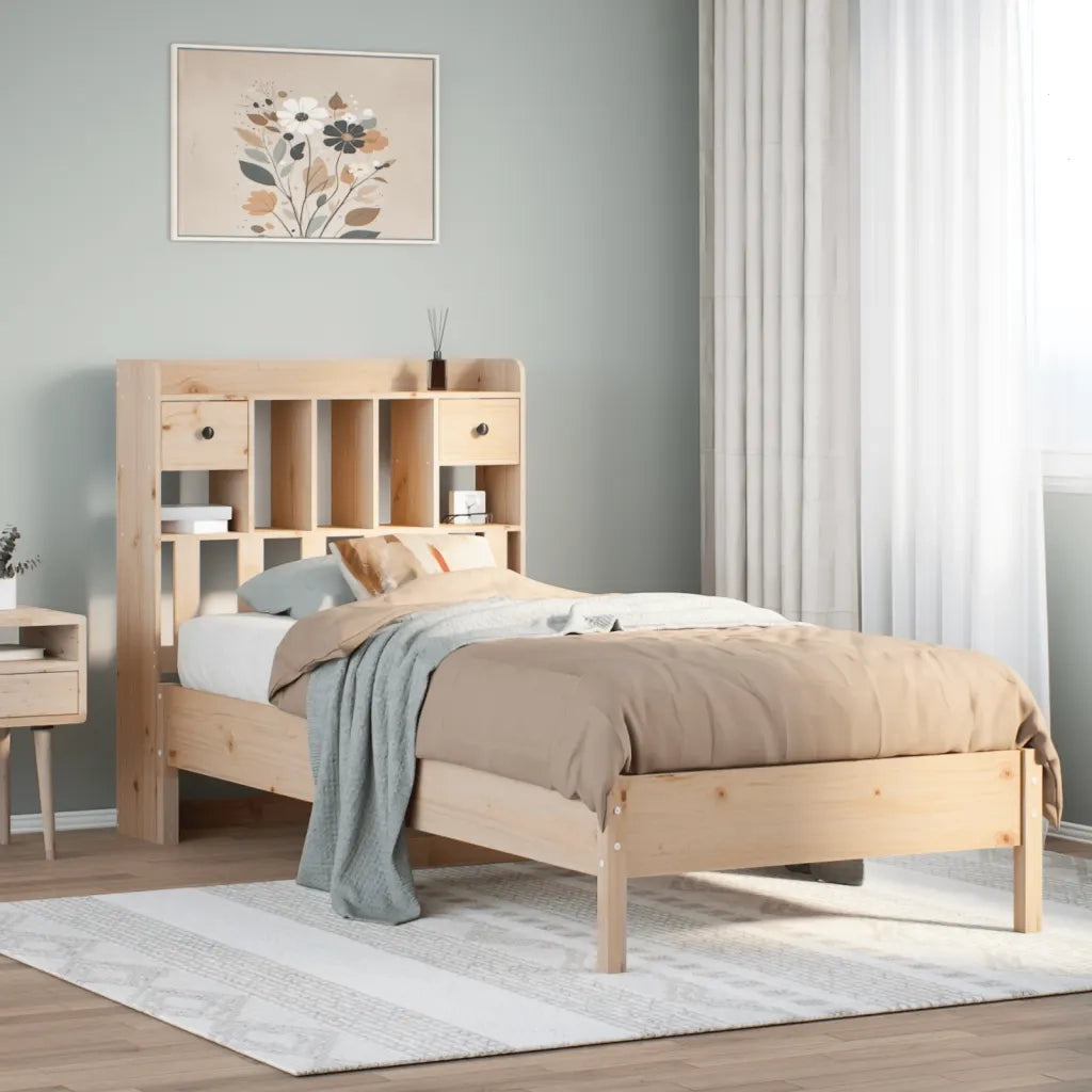 Letto Libreria senza Materasso 90x200 cm Legno Massello Pino 3322918