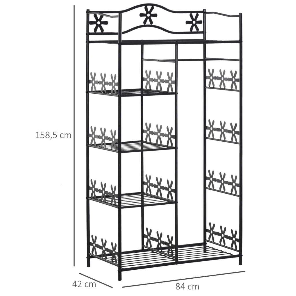 Armadio Guardaroba con Ripiani e Appendiabiti ¨C Zephmum ¨C Nero Bianco 84x42x159 cm