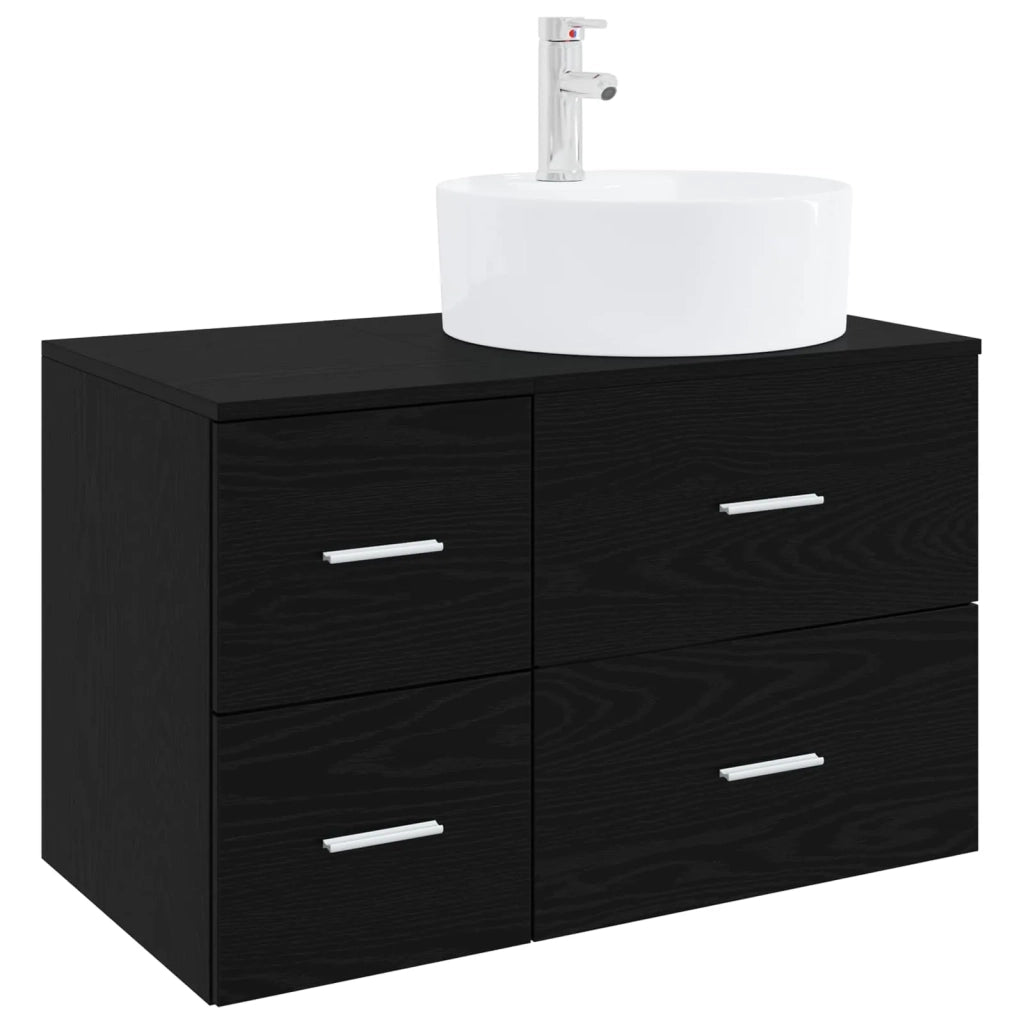 Set di mobili per il bagno 2 pz Rovere Nero 3403985