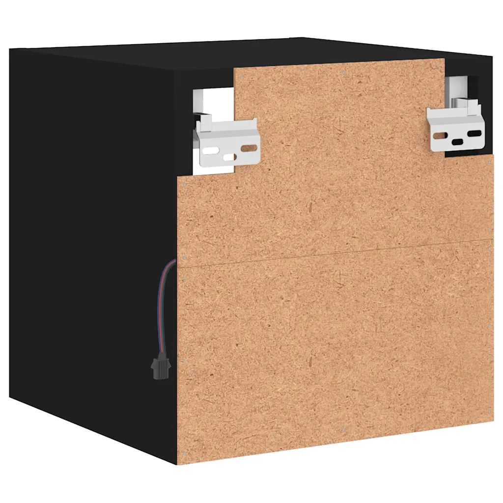 Mobile TV a Parete | Armadietto TV | Mobile Porta TV con Luci LED Nero 30x28,5x30 cm
