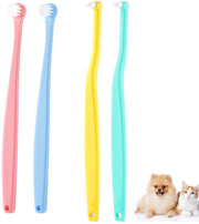 Set di spazzole per denti per animali 4 pezzi - Spazzola punta/rotonda - Setole morbide - Spazzola per igiene dentale - Sicuro per gatti/puppy - Materiale PP/TPR - Spazzola per denti