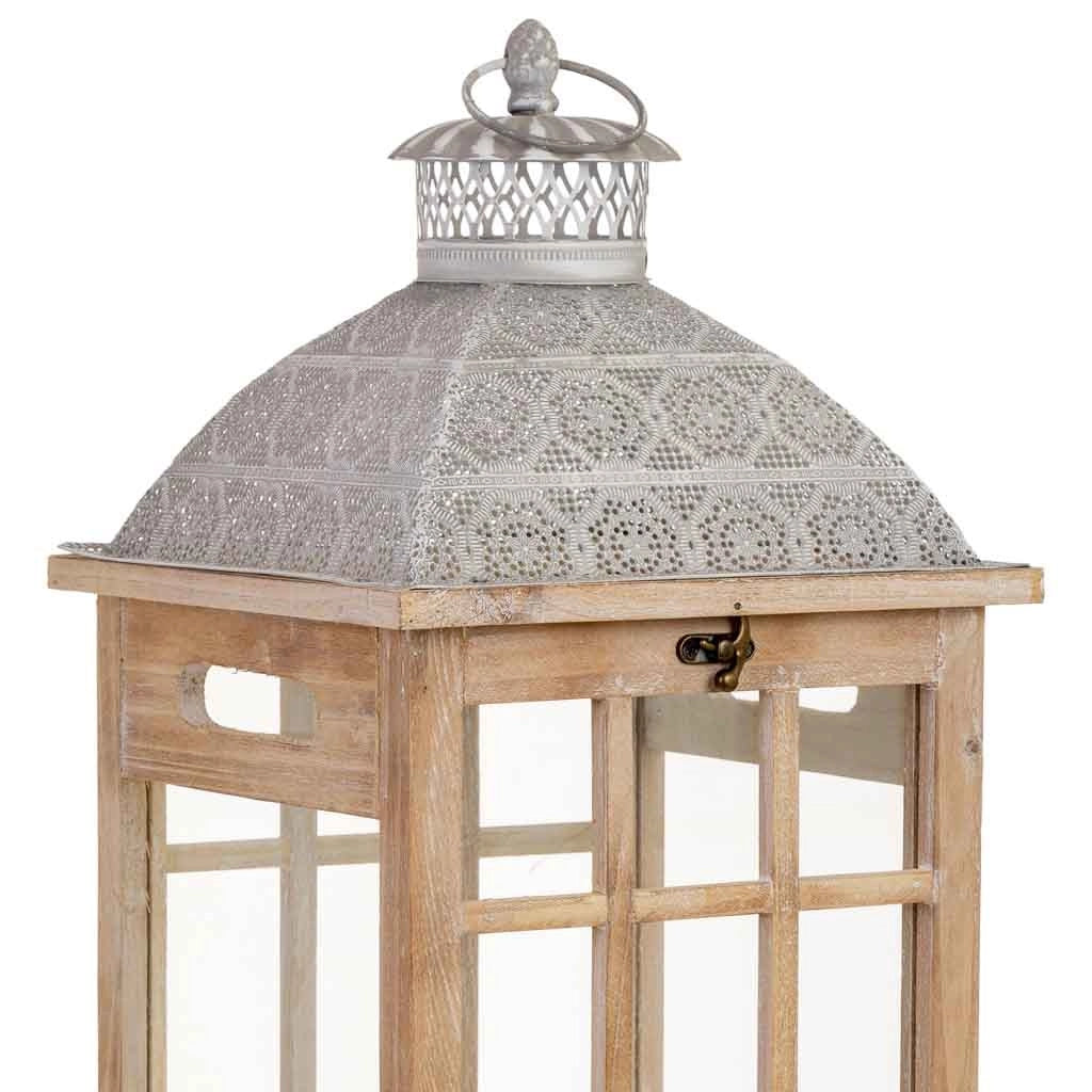 Lanterna in legno beige 23,5x23,5x69h cm