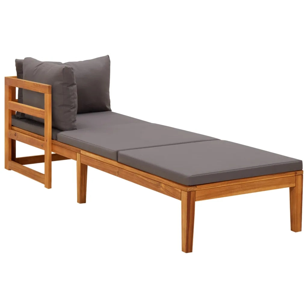Lettini PrendiLettino sole | Sdraio da giardino | Lettino da sole con Cuscini Grigio Scuro 2 pz Legno d'Acacia