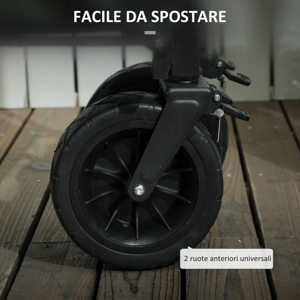 Carrello da Giardino 125x48x78-102 cm da 95L Pieghevole in Acciaio e Poliestere Verde