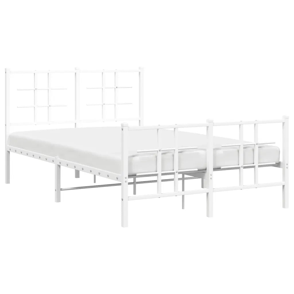 Giroletto con Testiera e Pediera Metallo Bianco 120x200 cm 355626