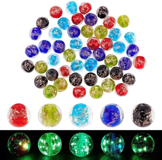 Accessori luminosi per gioielli - 50 pezzi - Perline rotonde libere - Ideali per collane e bracciali - Artigianato creativo