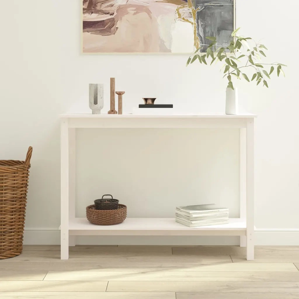 Tavolo Consolle | Tavolo d'Ingresso Bianco 110x40x80 cm in Legno Massello di Pino