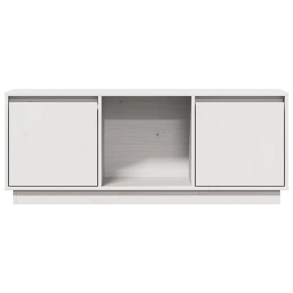 Mobile Porta TV-Credenza TV Bianco 110,5x35x44 cm in Legno Massello di Pino