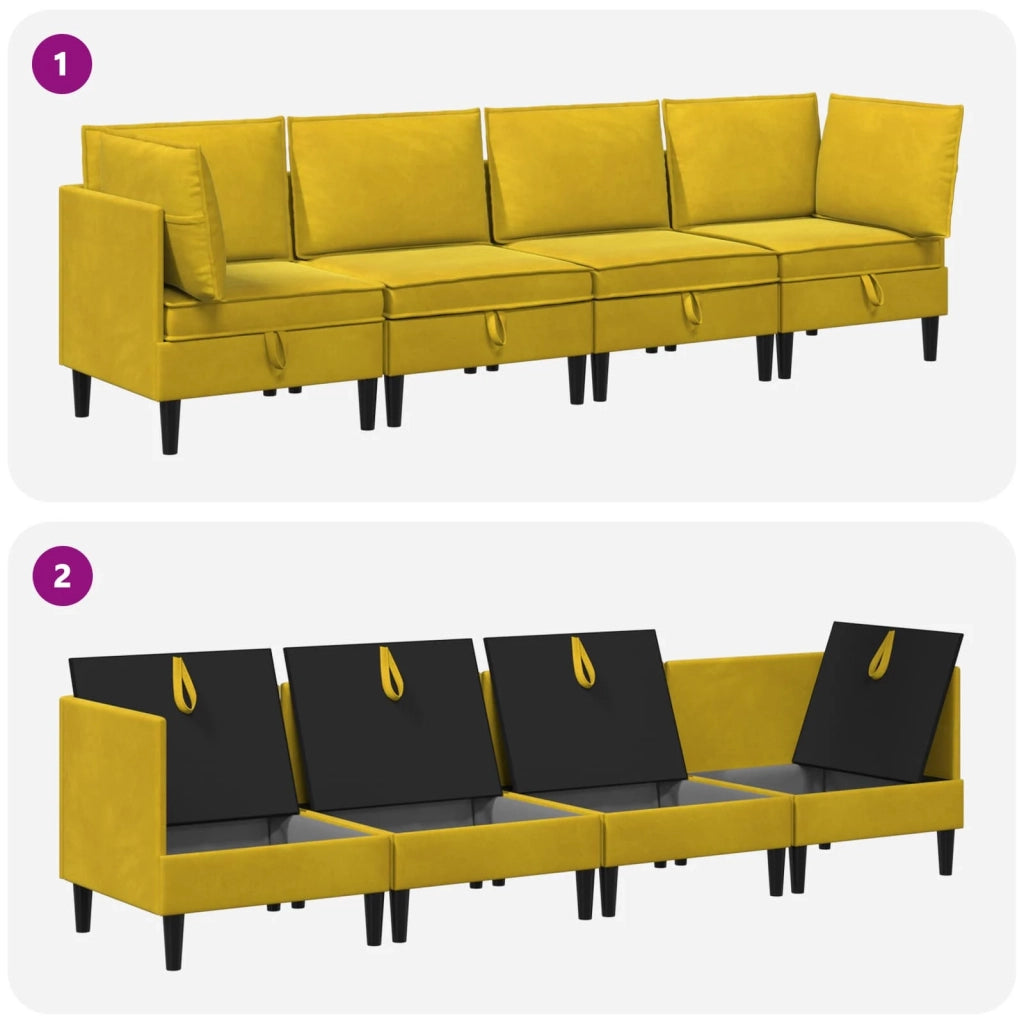 Set di mobili per il soggiorno con cuscino 4 pcs Giallo Velluto
