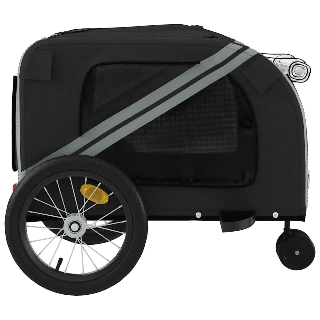 Rimorchio da Bici per Animali Grigio e Nero Oxford e Ferro 93895