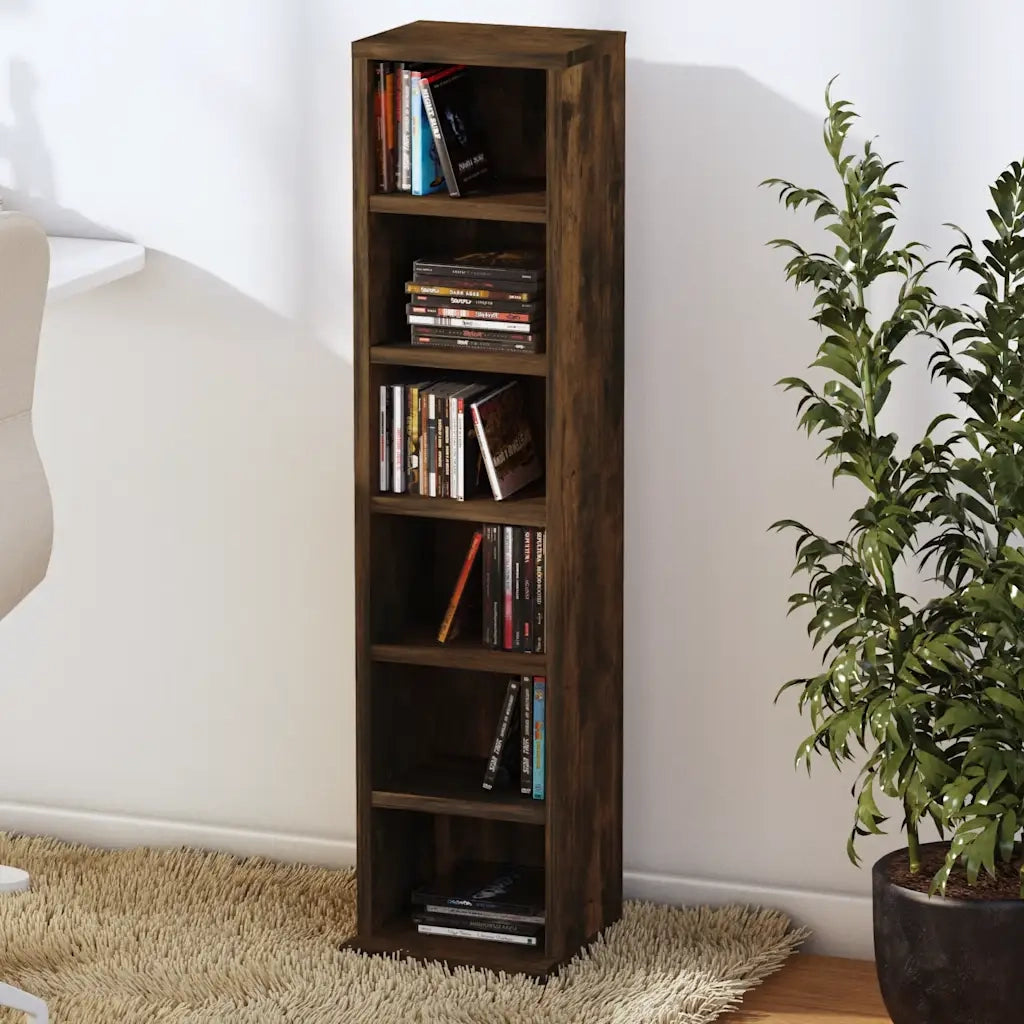 Mobile Porta CD Rovere Fumo 21x20x88 cm in Legno Multistrato 815072