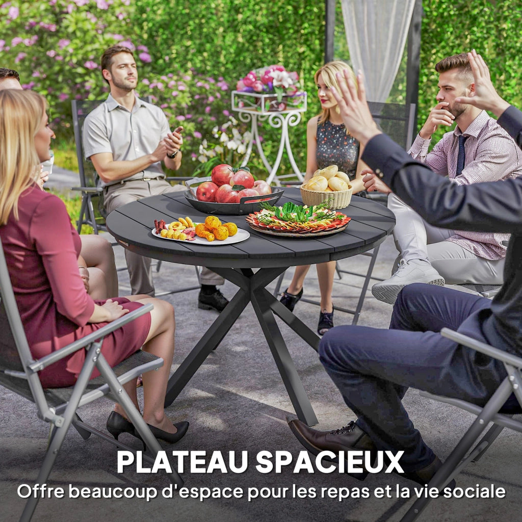 Tavolo da pranzo da giardino rotondo ¨C zephmum ¨C alluminio nero ?118 cm