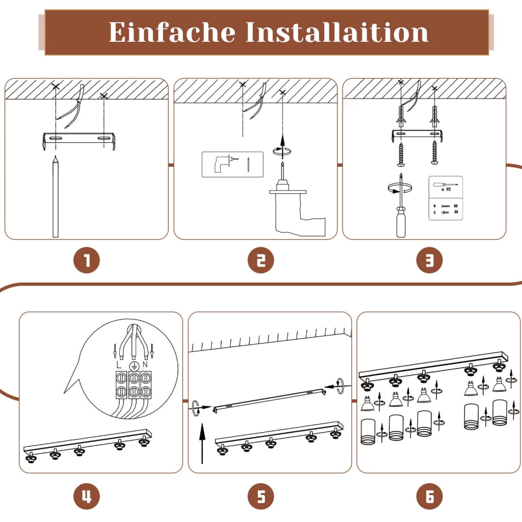 ZMH Faretto da soffitto bianchi 5 luci GU10 orientabili 355° metallo moderni per cucina soggiorno camera senza lampadina