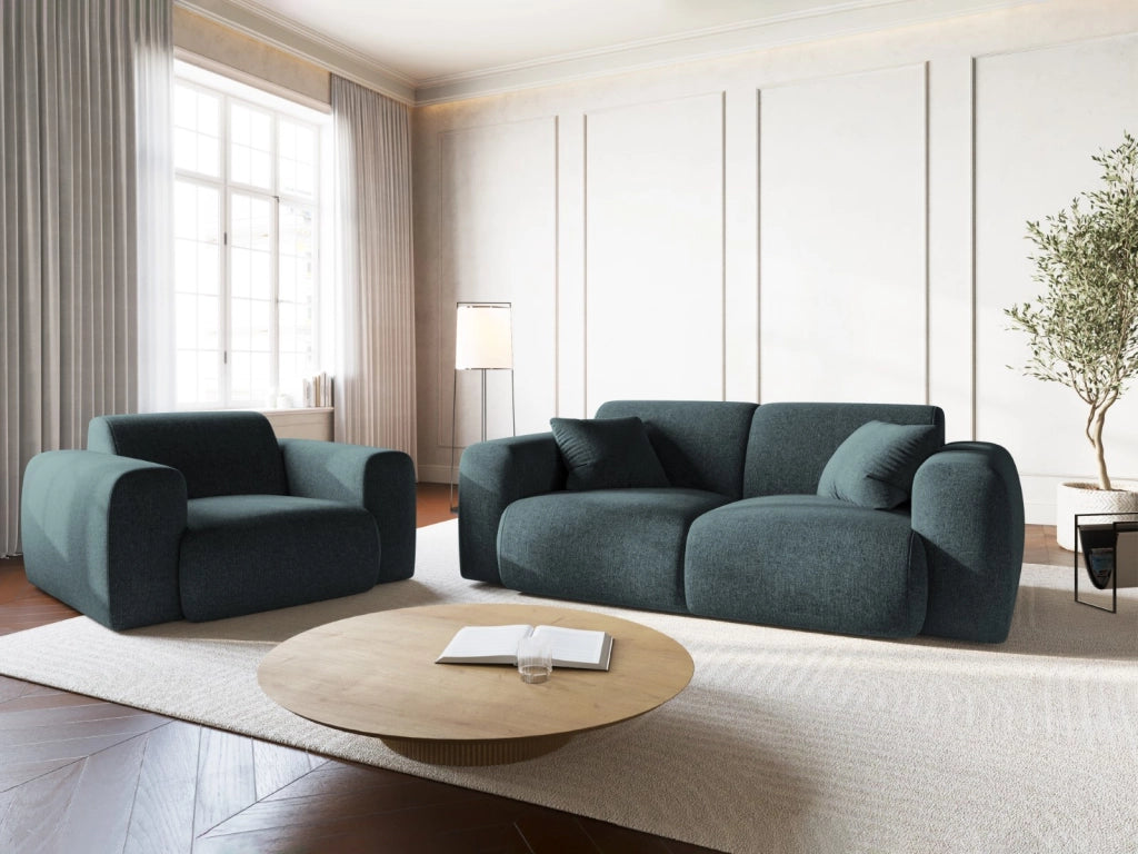 Cosmopolitan Design - Divano "Nolio" 2 posti in ciniglia petrolio 