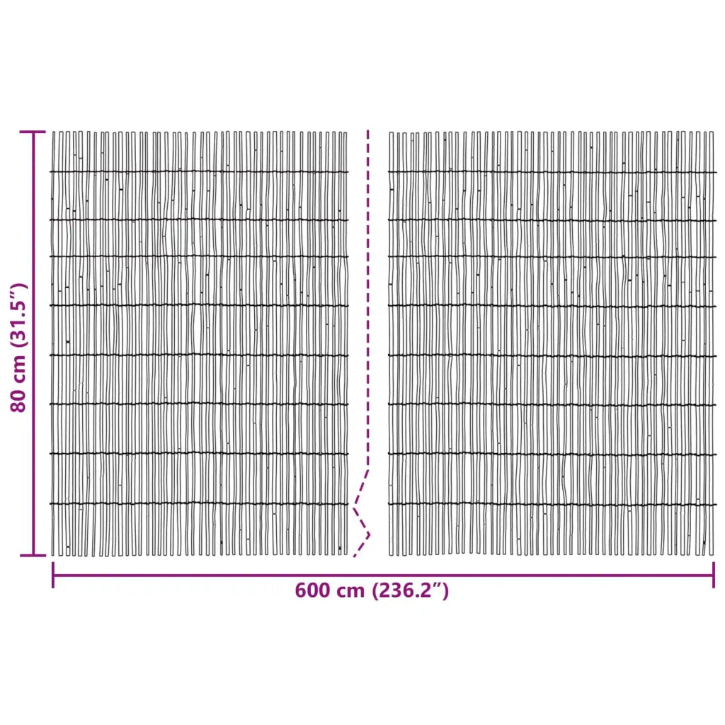 Recinzione per Giardino Carbonizzato 600 x 80 cm Giunco