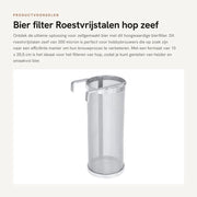 Filtro per birra 300 micron - Acciaio inossidabile - Filtro per birra artigianale - Set di filtrazione per luppolo - Con gancio - Dimensioni 10 x 25,5 cm - Filtro per luppolo