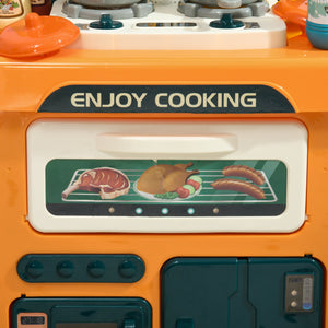 Cucina Giocattolo per Bambini 55x23x74,5 cm 77 Pezzi Verde e Arancione