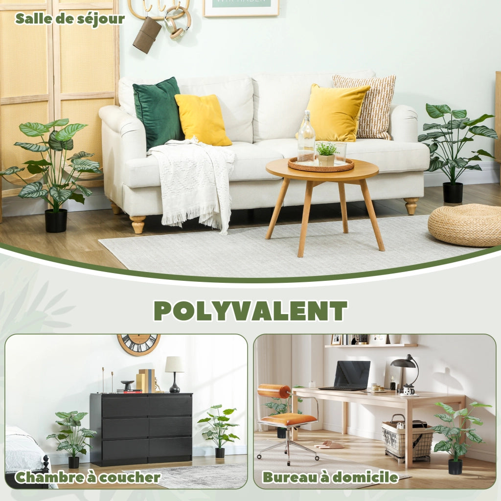 2 Piante Artificiali da Interni 65 cm ¨C zephmum ¨C Verde con Vaso in Plastica