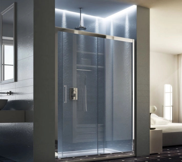 Porta doccia scorrevole in cristallo 6mm trasparente h.190cm Mafaya Trasparente 6mm,Cromo lucido,175/183 cm
