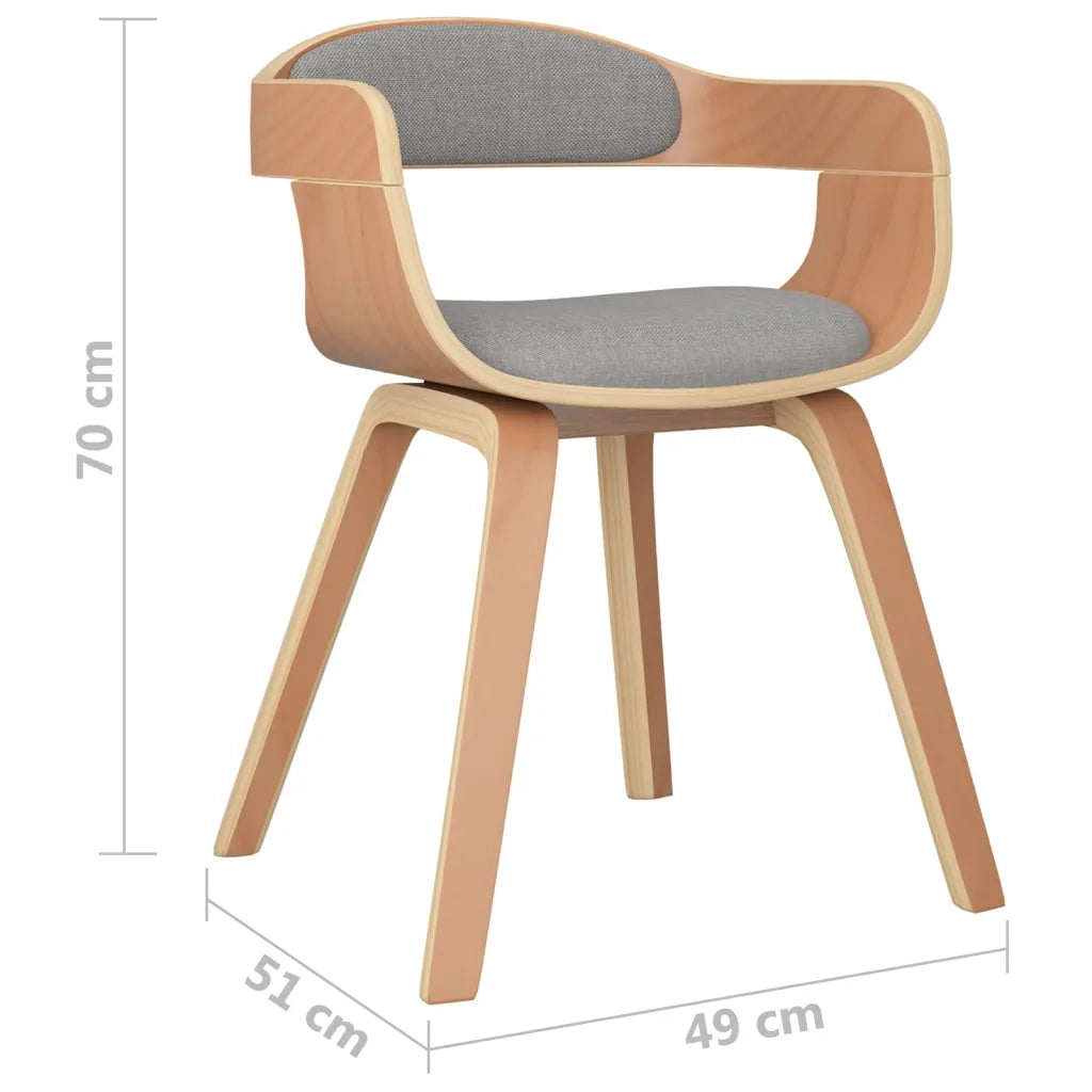 Sedia da Pranzo Tortora in Legno Curvato e Tessuto 3092376