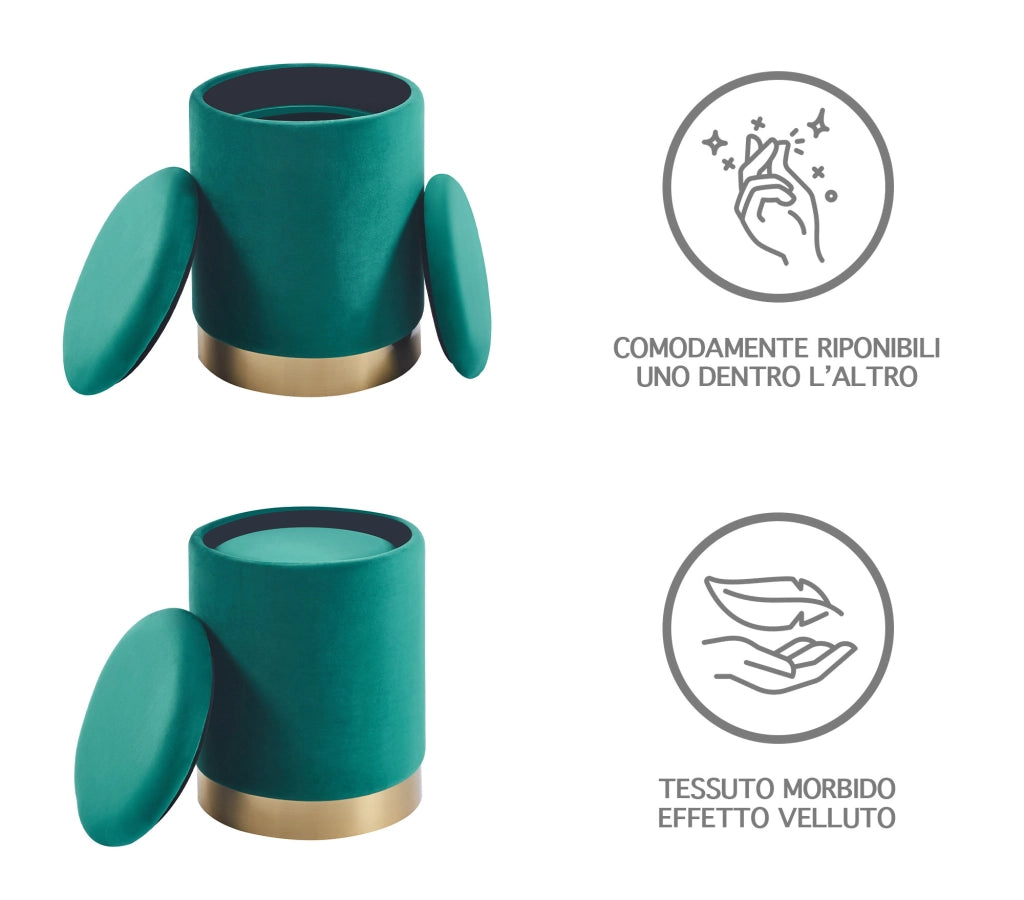 Pouf Contenitore a Forma di animale, Pouf Poggiapiedi imbottito con Gambe in Legno e Rivestimento .Sgabello per Bambini e Adulti per Camera Cameretta Salotto  - Petrolio