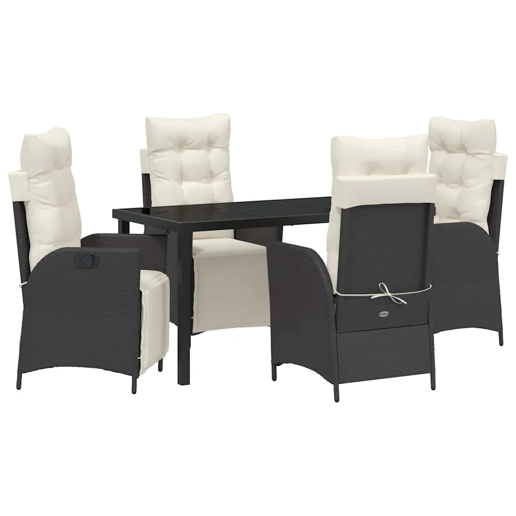 Set da Pranzo per Giardino con cuscino 5 pcs Nero polyrattan 3380528