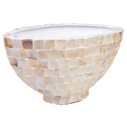 Fioriera in legno e madreperla beige 62x29x33h cm