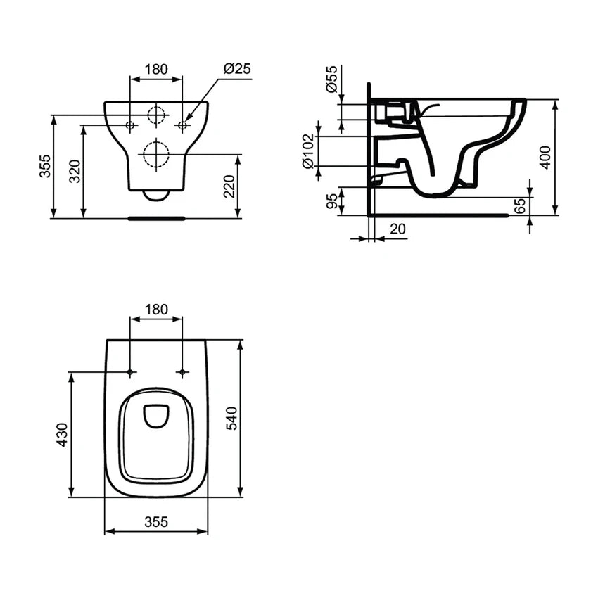 VASO SOSPESO IDEAL STANDARD I.LIFE A RimLS+ BIANCO