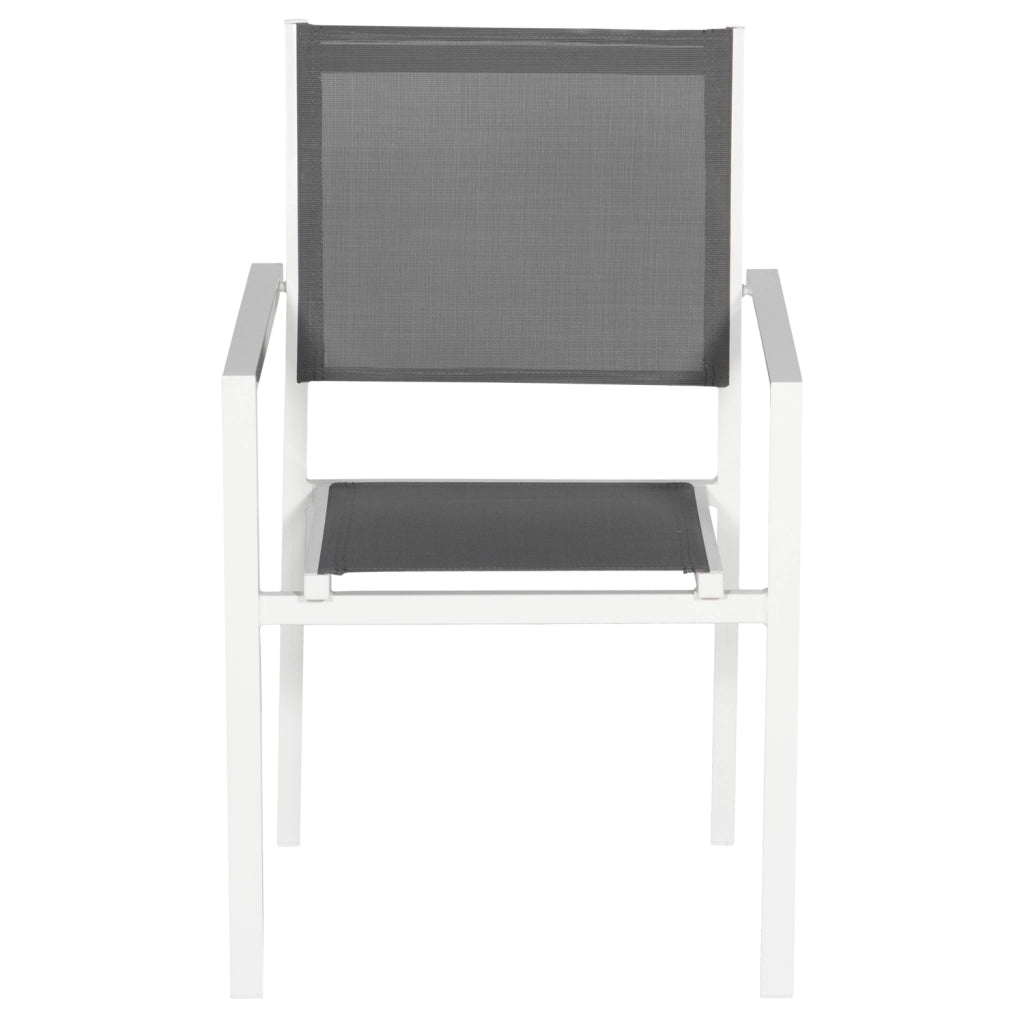 Set di 6 sedie in alluminio bianco - textilene grigio
