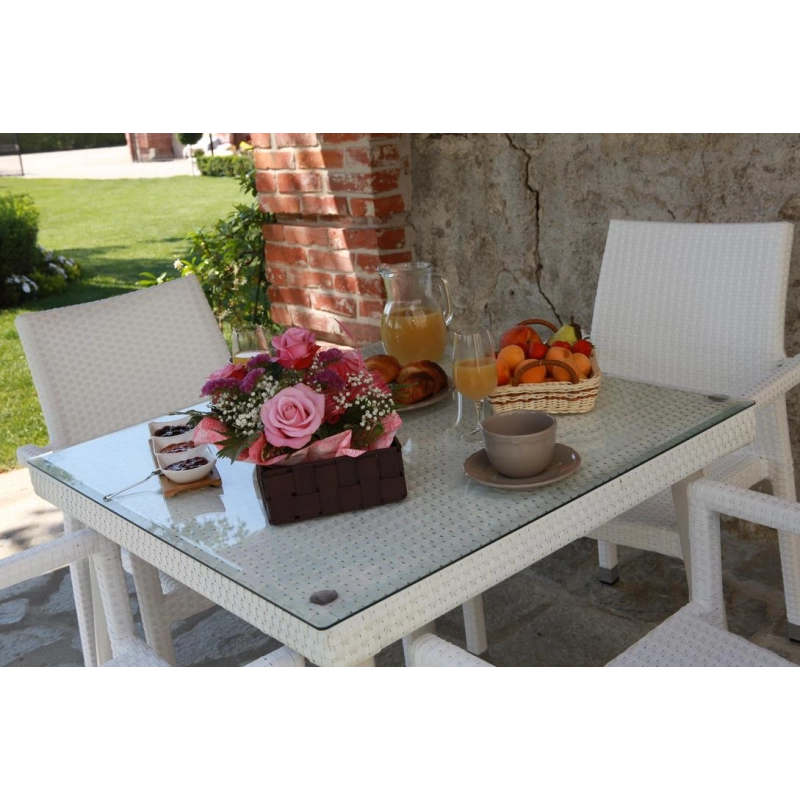 Poltrona adila polyrattan bianco ghiaccio quadro cm 60x61h44/46/65/88