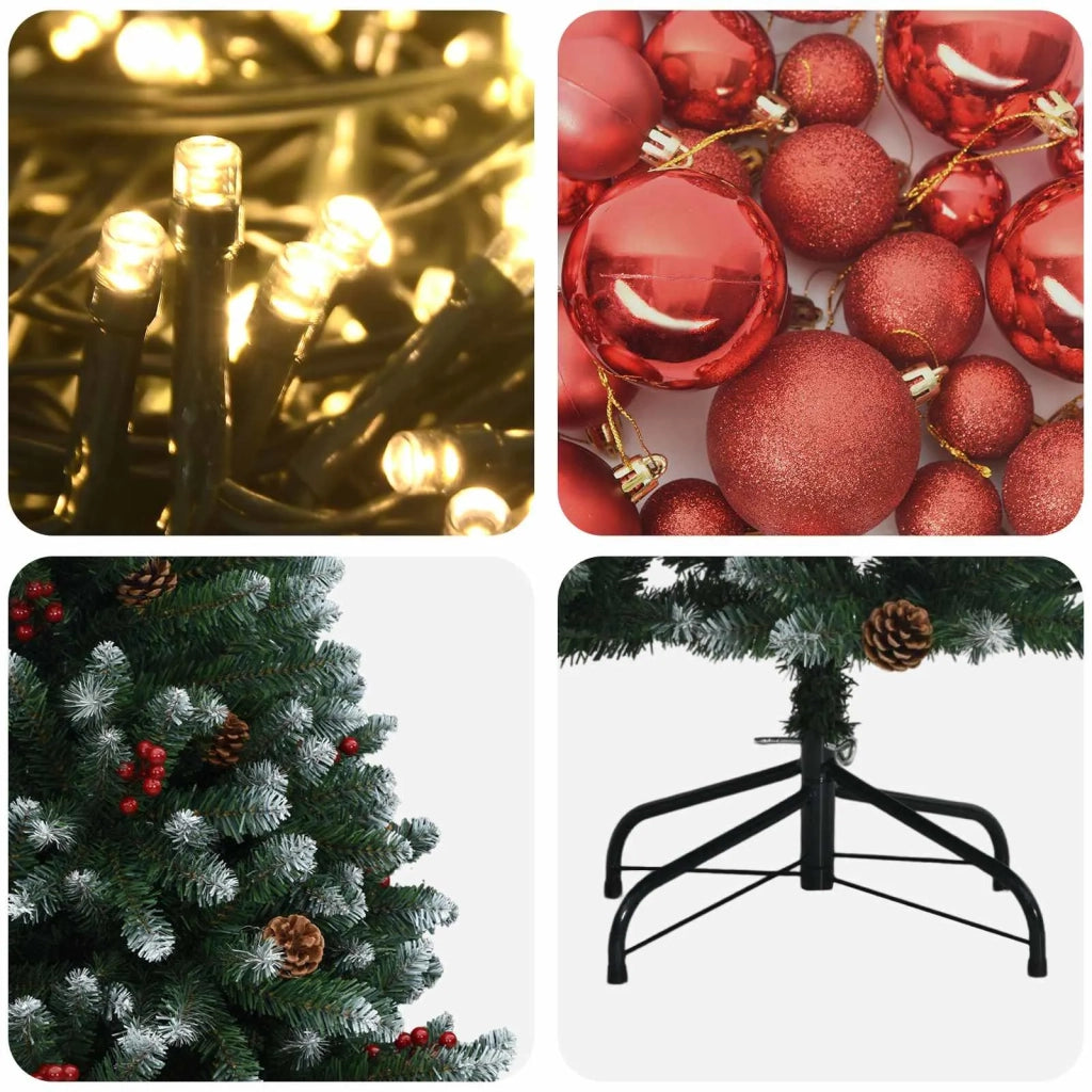 Albero di Natale artificiale verde con palline 210 cm 300 LED 3466886