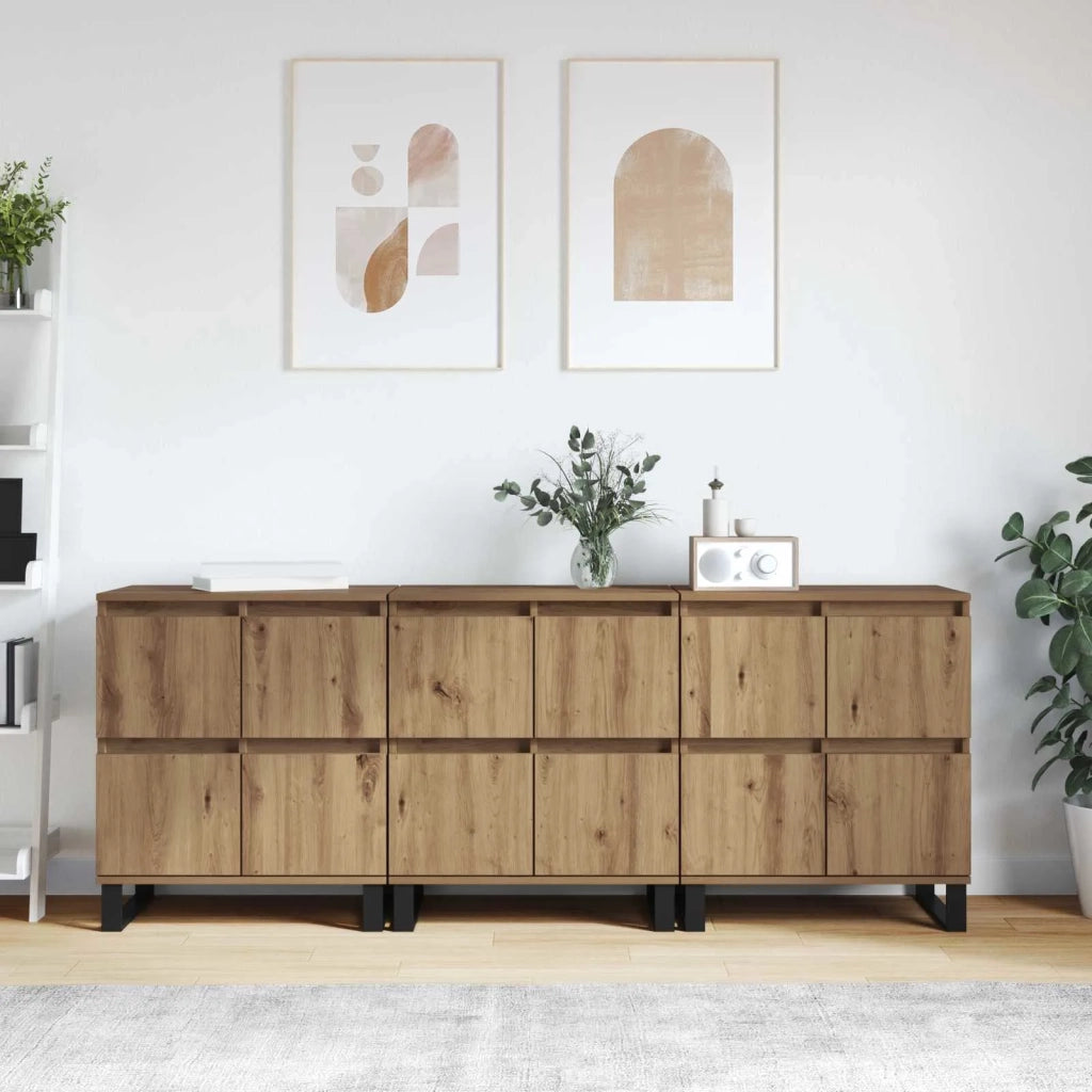 Credenza 3 pz | Madia | Buffet da pranzo | Armadio da pranzo Rovere artigianale 60 x 35 x 70 cm