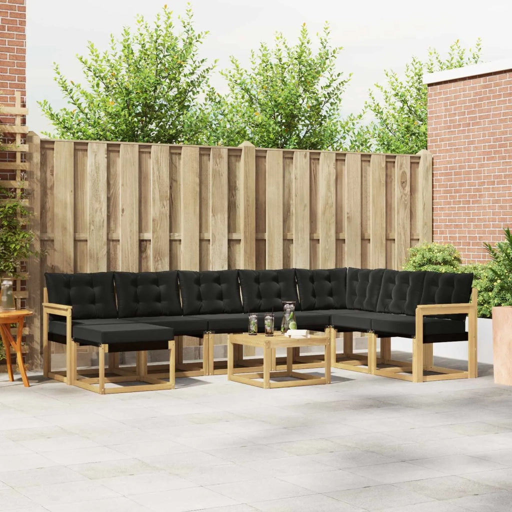Set di divani da esterno con cuscino 9 pcs Bianco e Nero