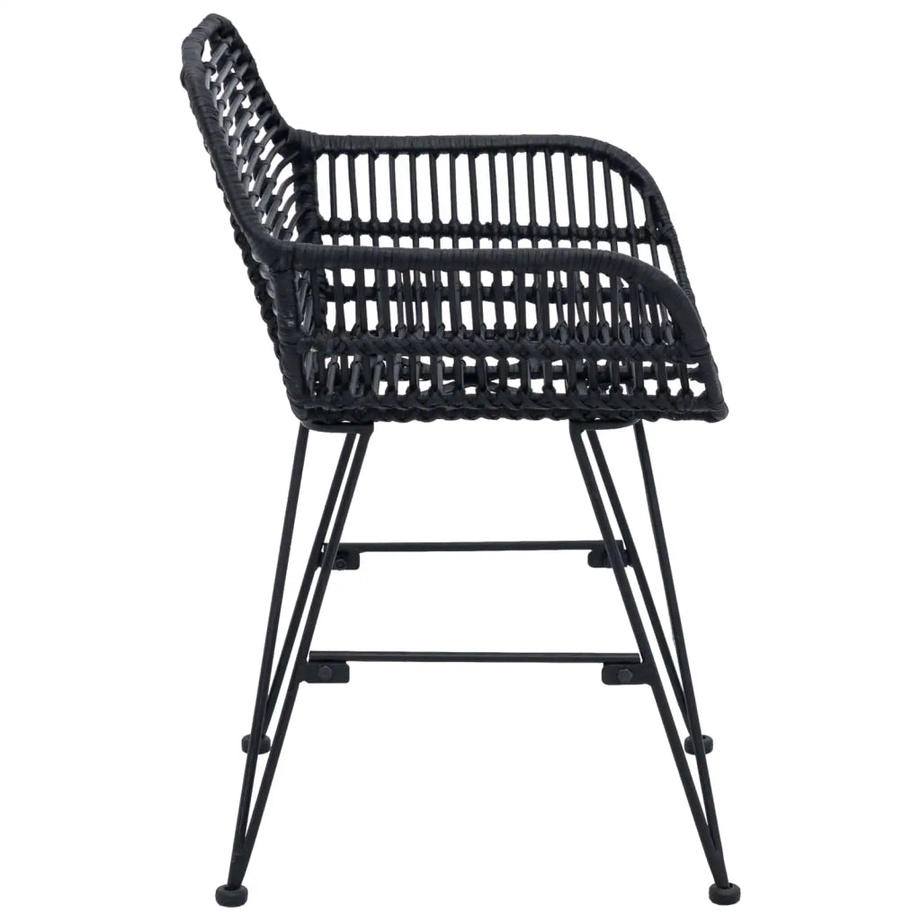 Sedia da pranzo 2 pcs Rattan e Ferro Nero 55 x 50 x 74 cm