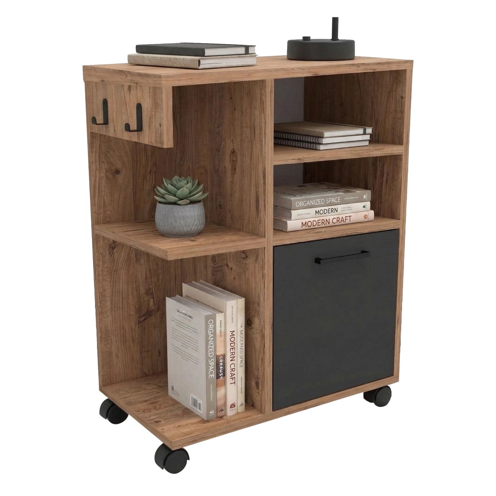 Fornelli, Armadio Multiuso 1 Anta 5 Ripiani, 60x81h cm Marrone Rovere