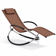 Poltrona Relax Basculante Da Giardino Con Movimento A Dondolo Telaio In Metallo Rivestimento Traspirante In Textilene Per Piscina Terrazzo Marrone